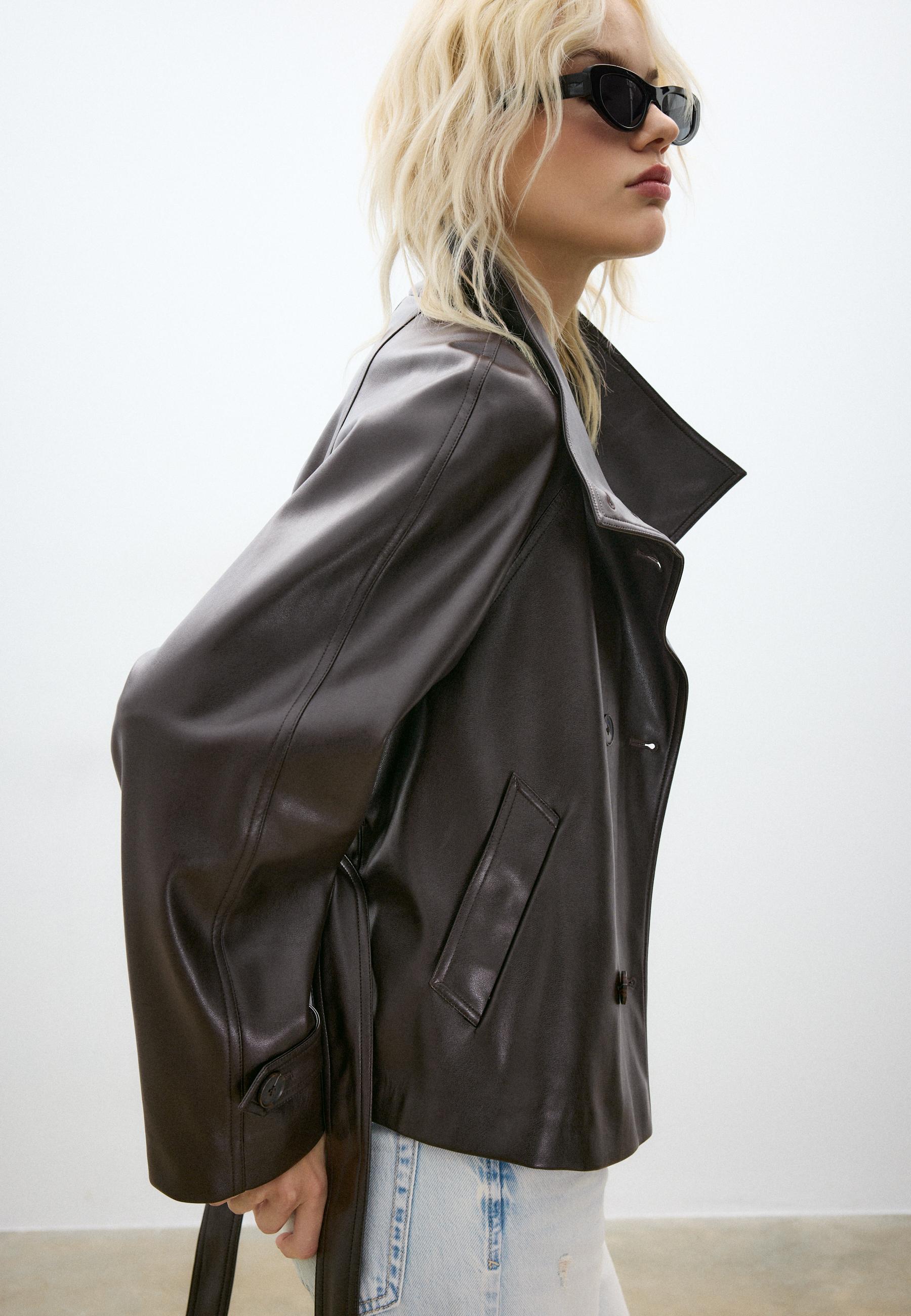 High neck leather effect trench coat - Women's fashion