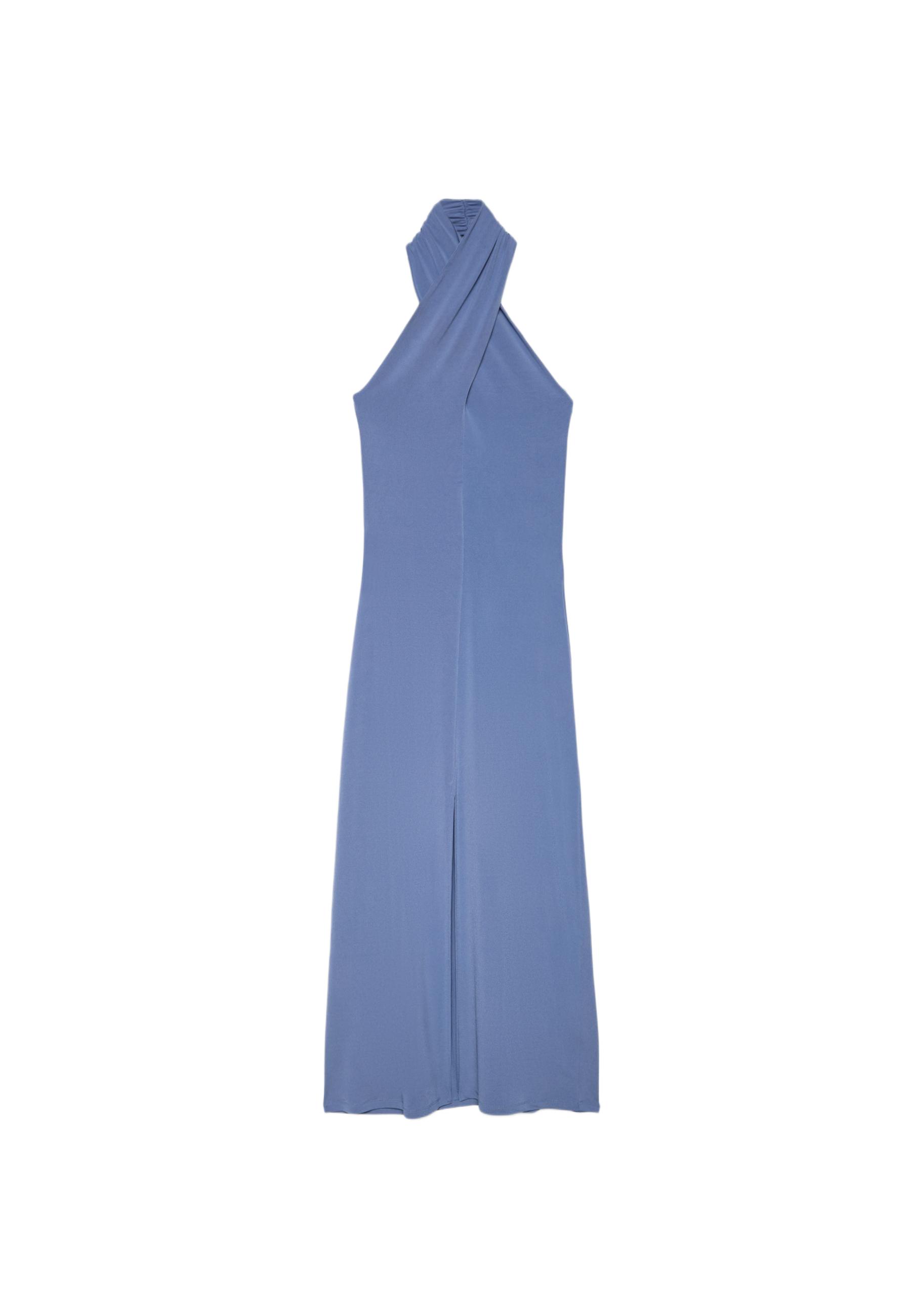 Backless halter midi dress — Sky blue