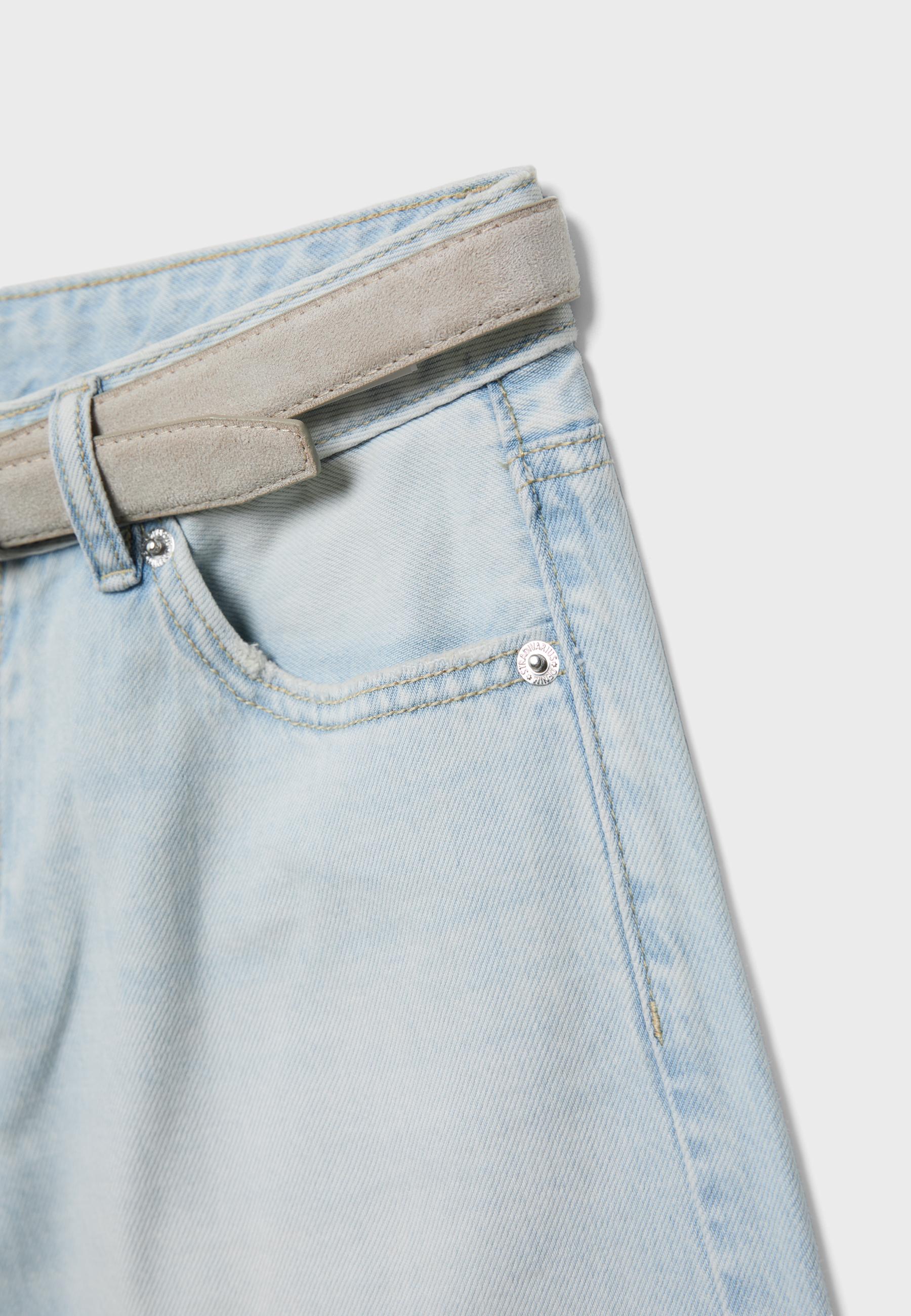 Belted denim Bermuda shorts — LIGHT BLEACH