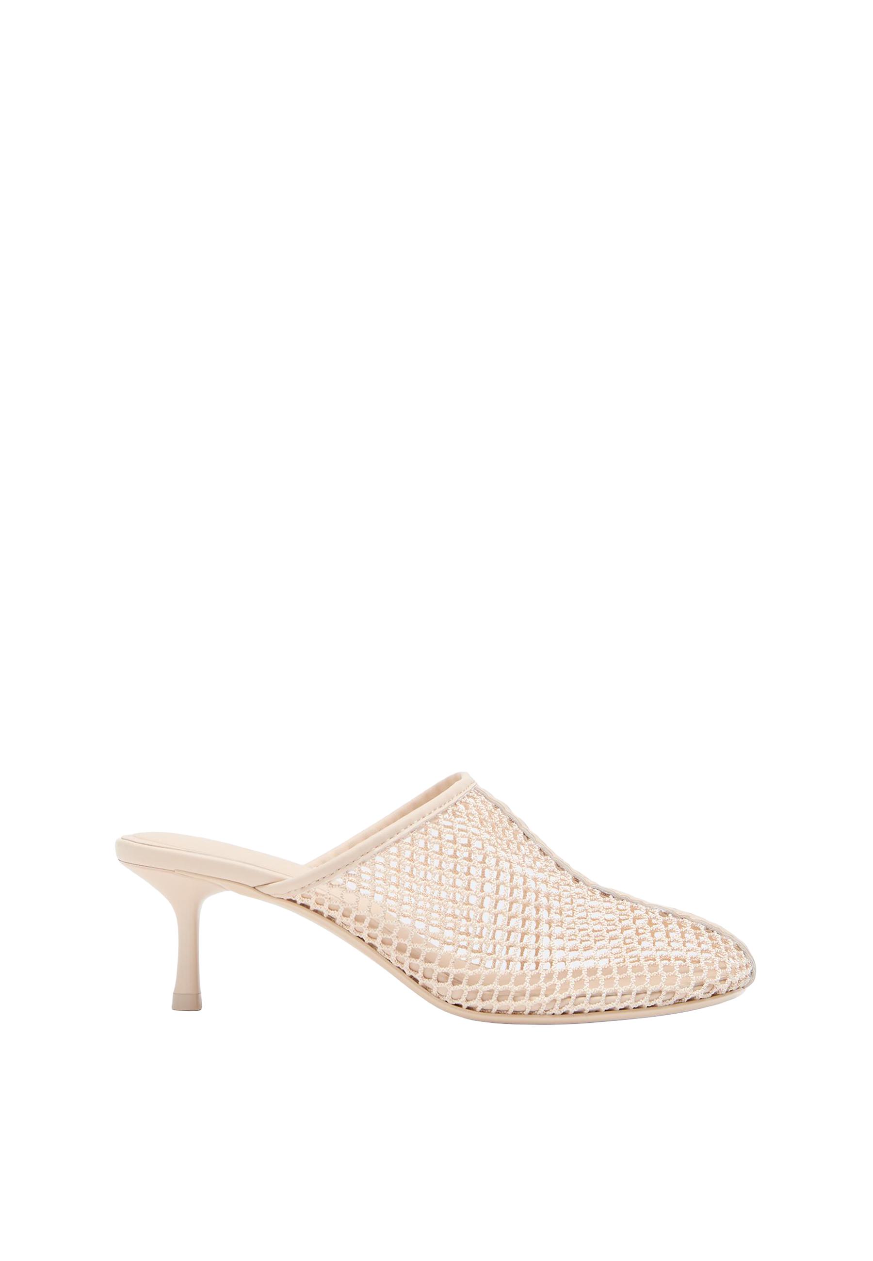 Mesh heeled slingback shoes — ECRU