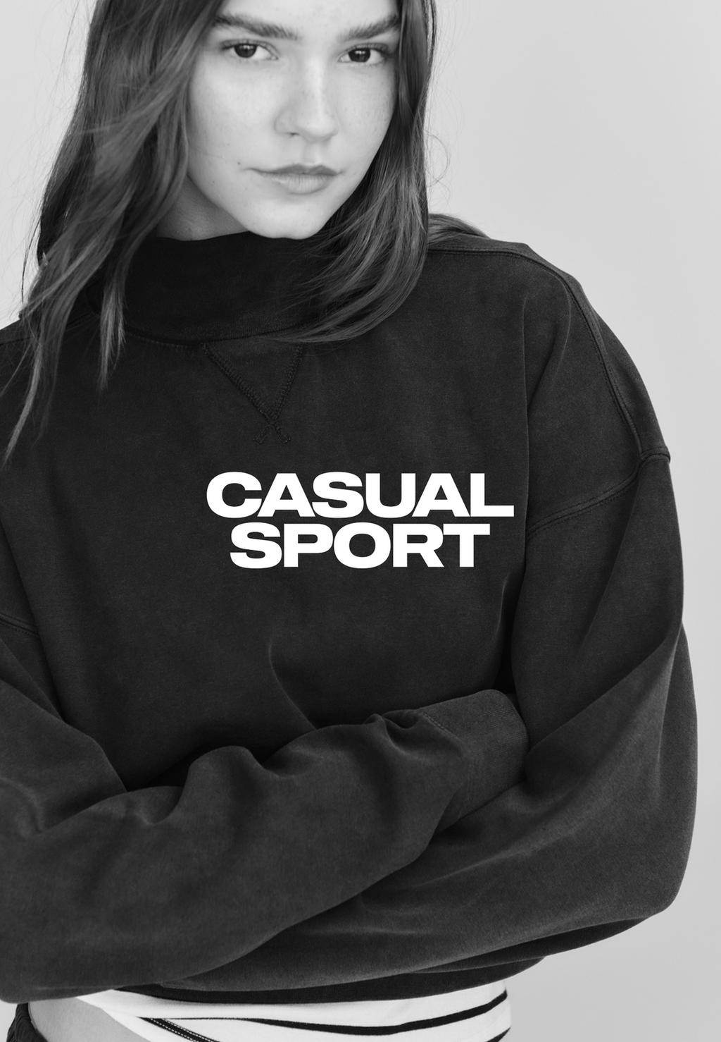 Sweater met opstaande kraag en gewassen effect