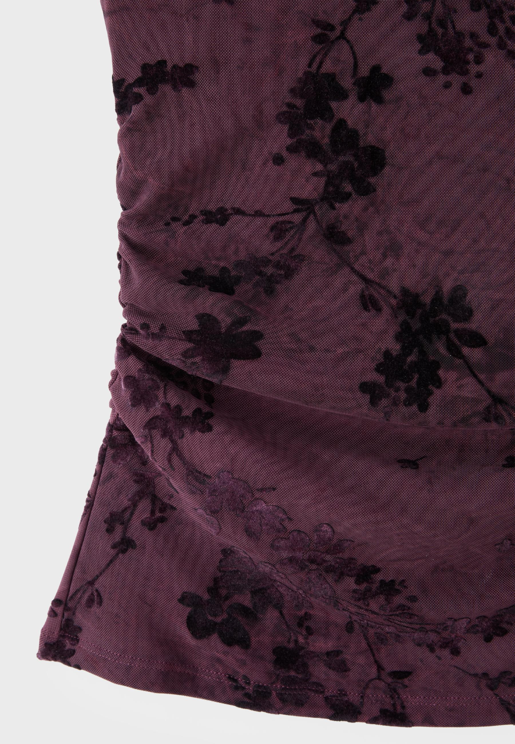 Flocked sleeveless funnel neck T-shirt — Purple