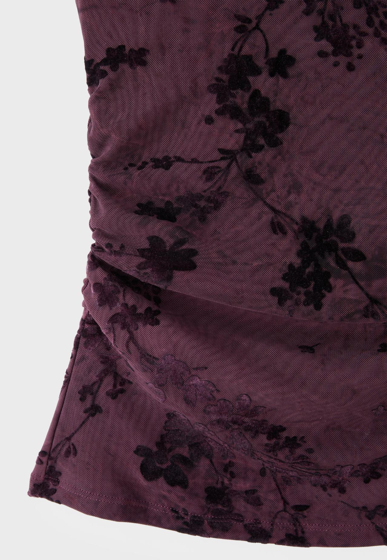 Flocked sleeveless funnel neck top — Purple