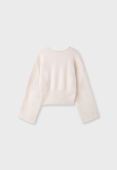 Soft knit sash-detail jumper — Stone 7