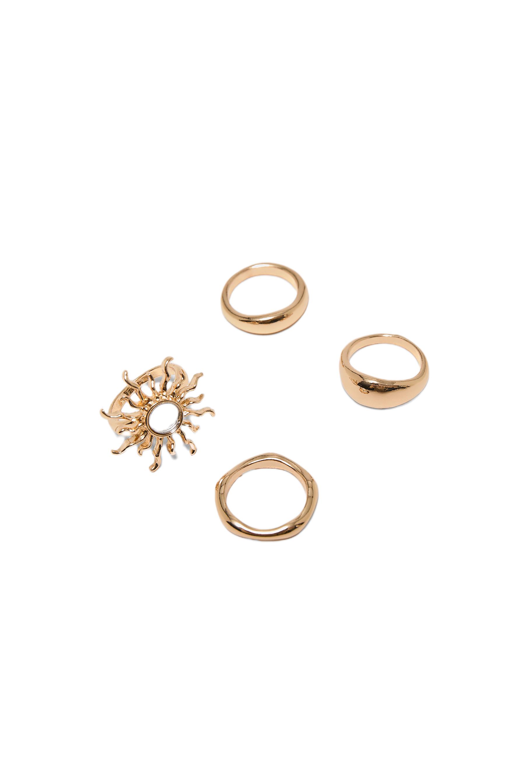 Set of 4 mirror-effect sun rings — Gold