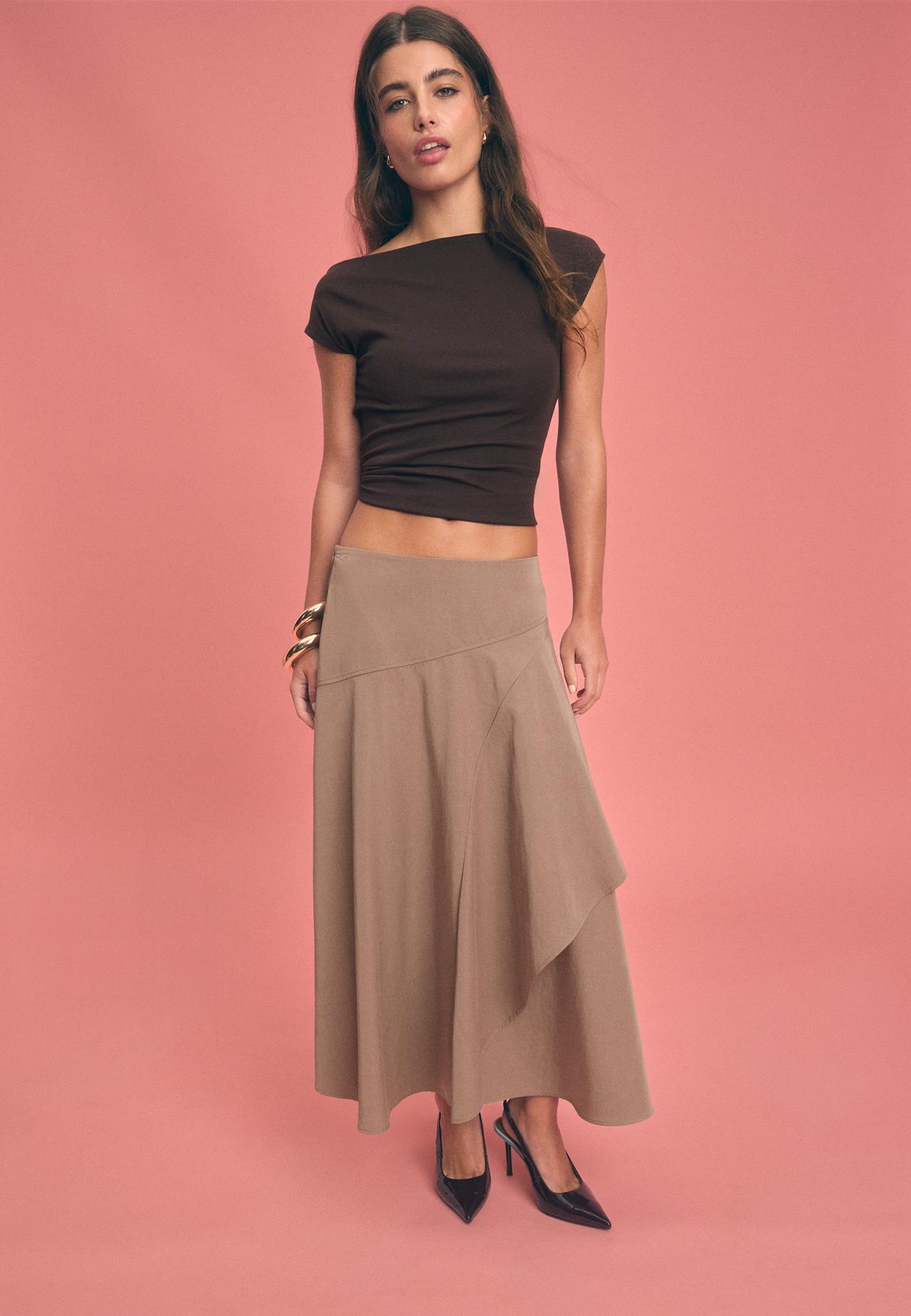 Layered midi skirt — Stone