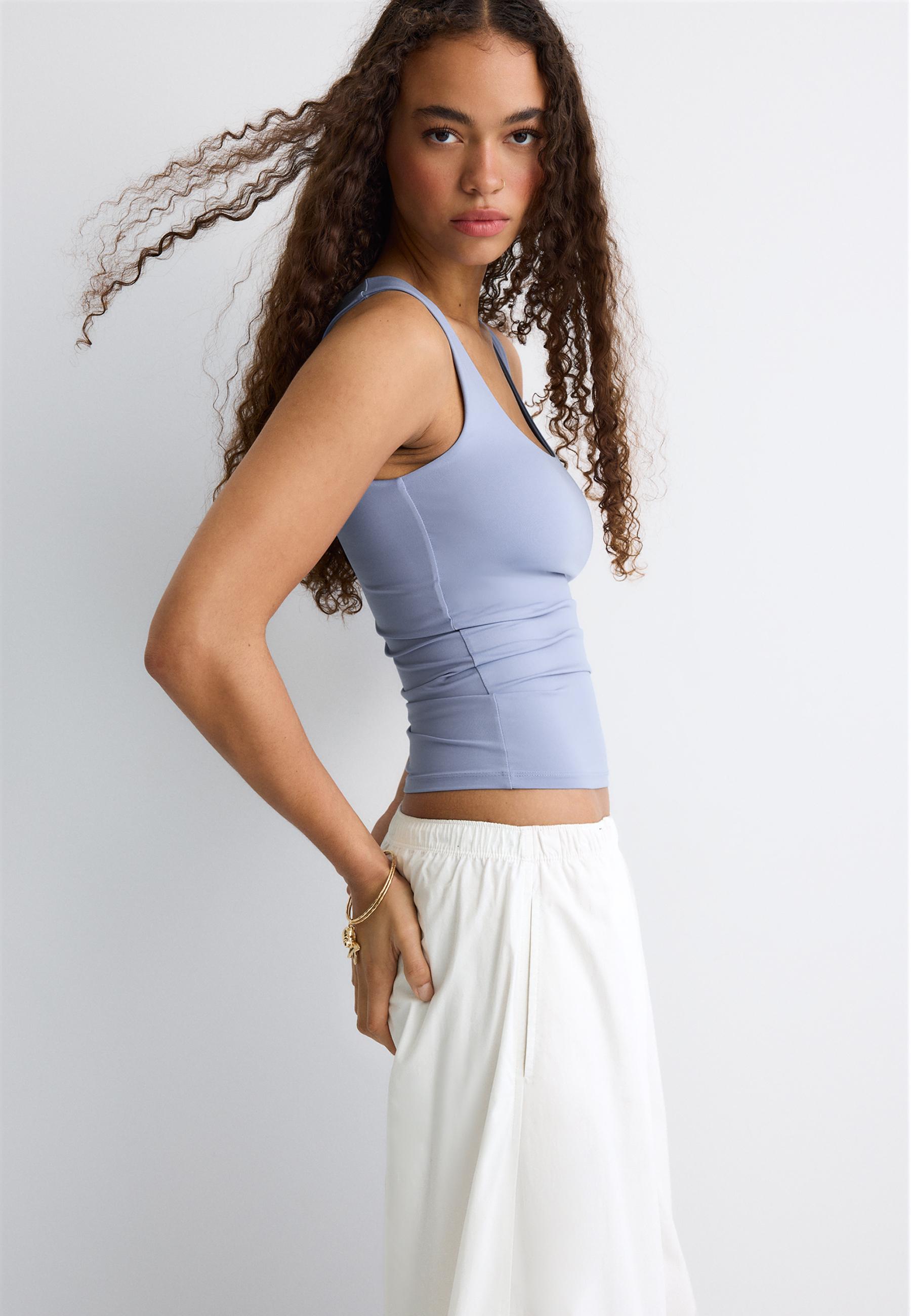 Polyamide wide-strap T-shirt — Sky blue