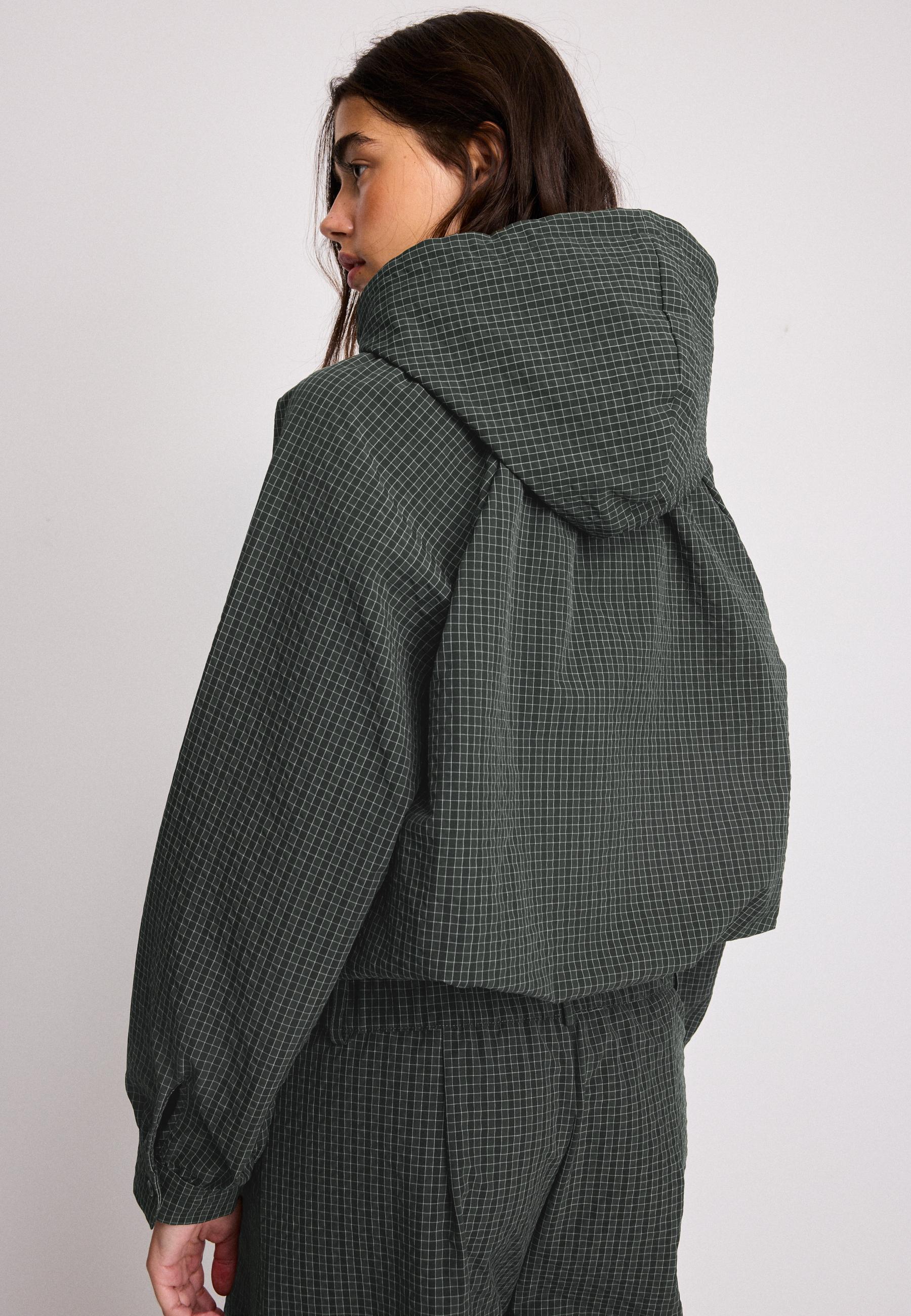 Checked Technical Sweatshirt — Khaki