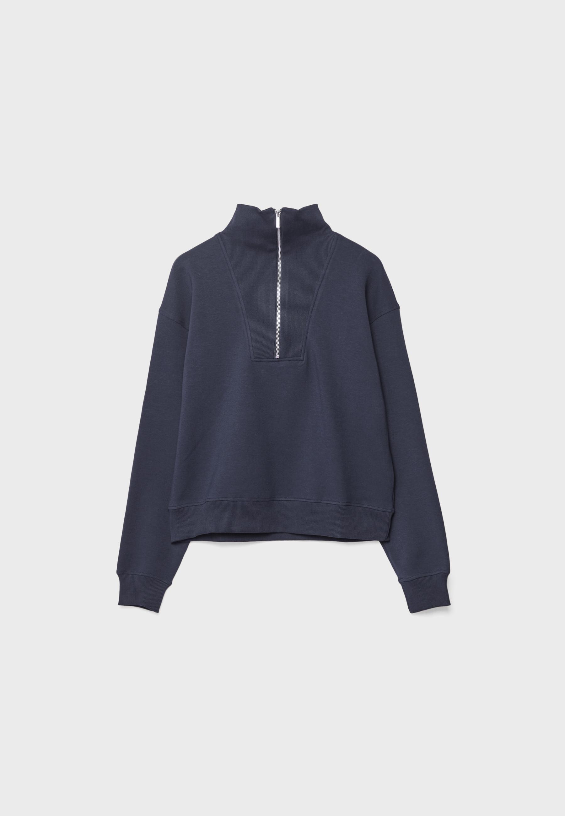 High-neck sweatshirt with zip — Dark blue