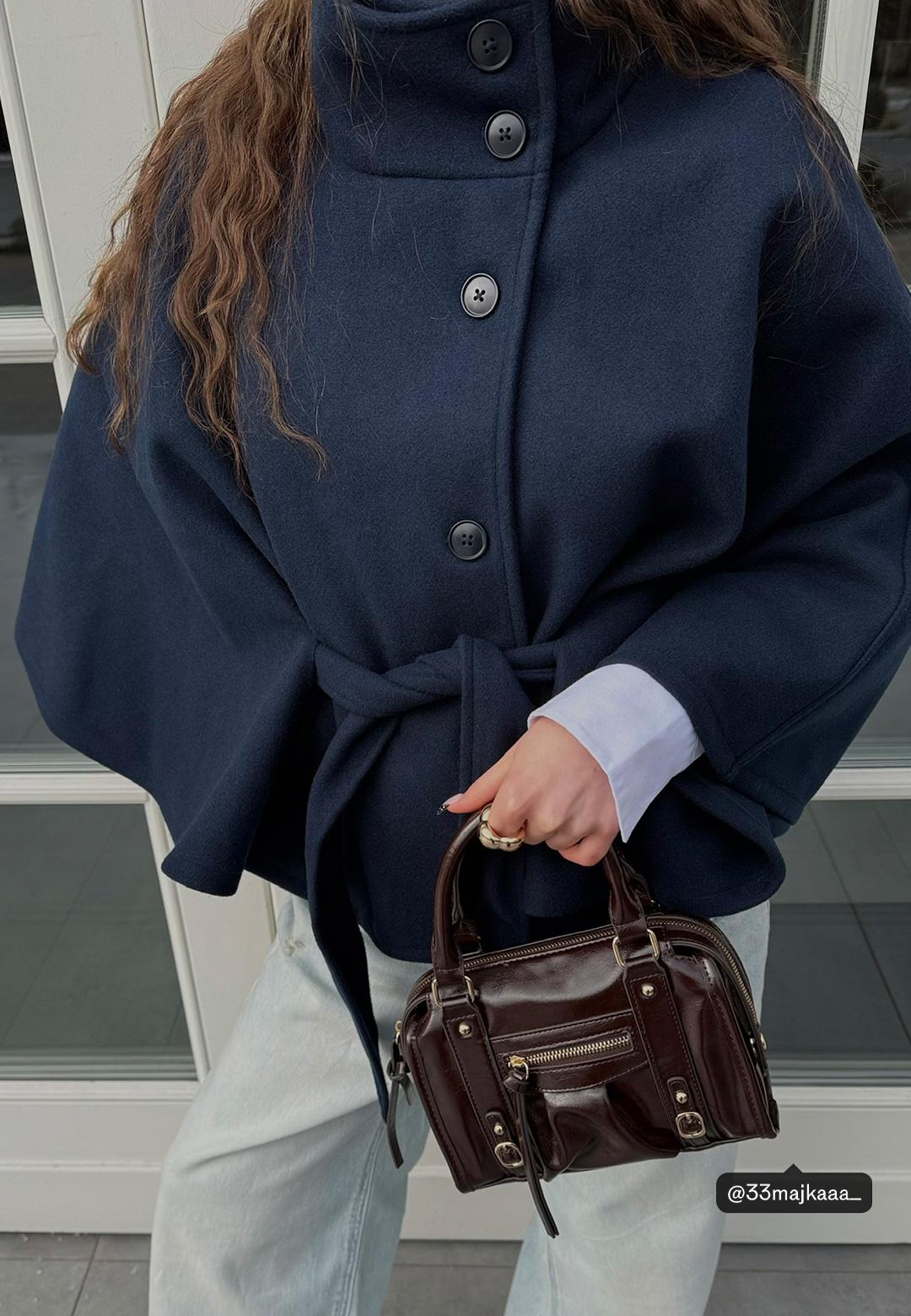 Soft-touch Cape Jacket — Dark blue