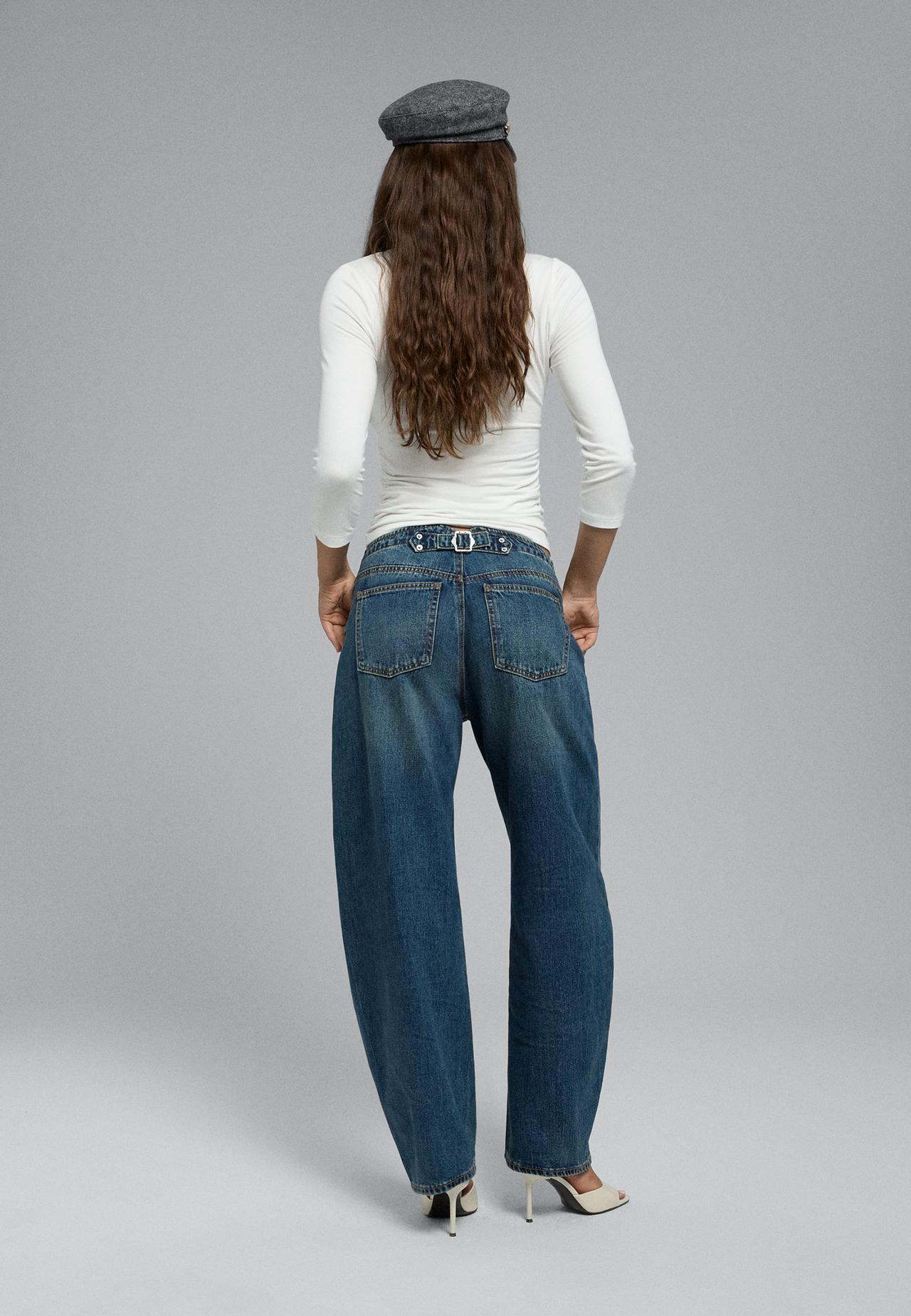 Barrel fit jeans with adjuster — MEDIUM DENIM WASH