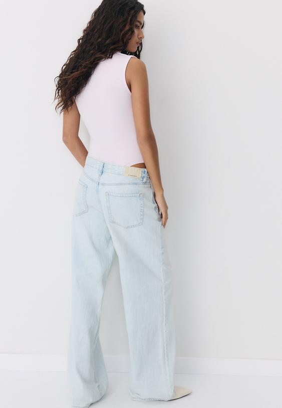 Stradivarius Polyamide Square Neckline Bodysuit Salmon Pink M