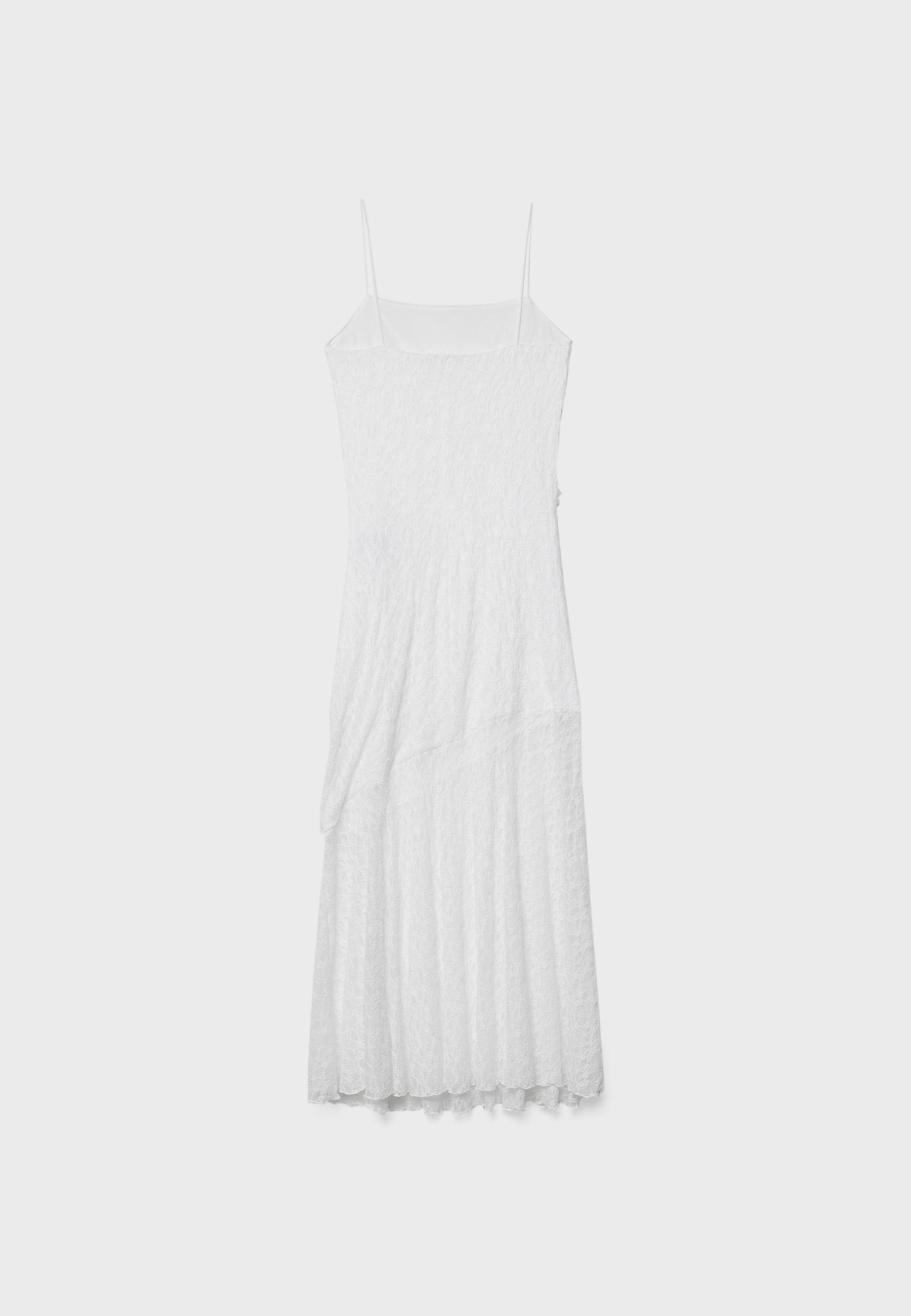 Lace strappy midi dress — Ecru