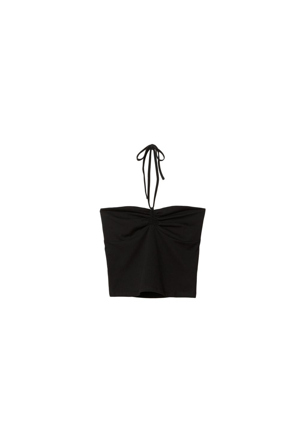 Top bandeau z kokardą z dekoltem halter