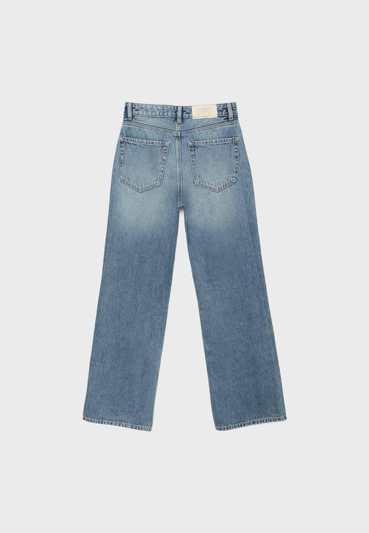D92 Ripped straight wide-leg jeans — OVERDYED BLUE DENIM
