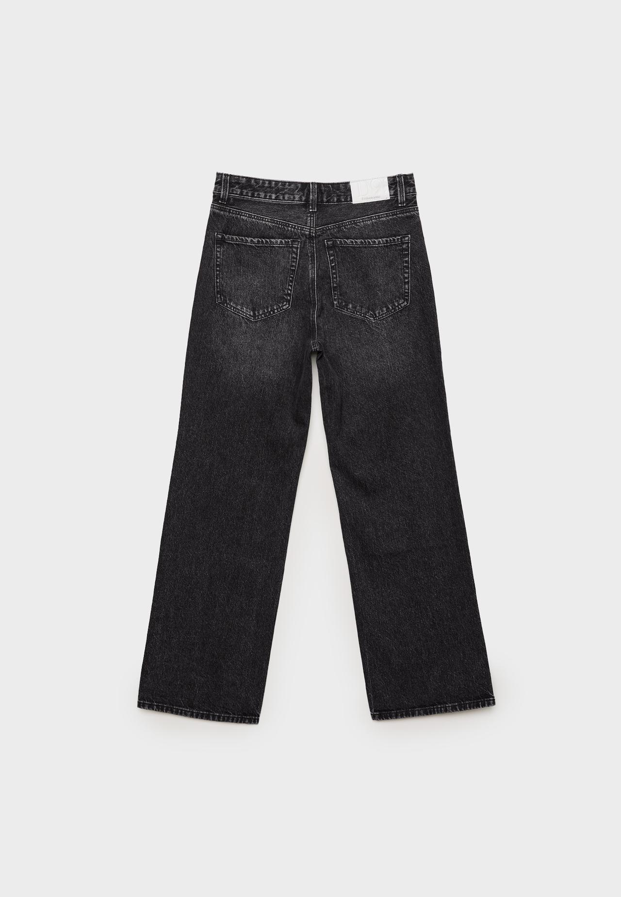 D92 Ripped straight wide-leg jeans — BLACK DENIM WASH