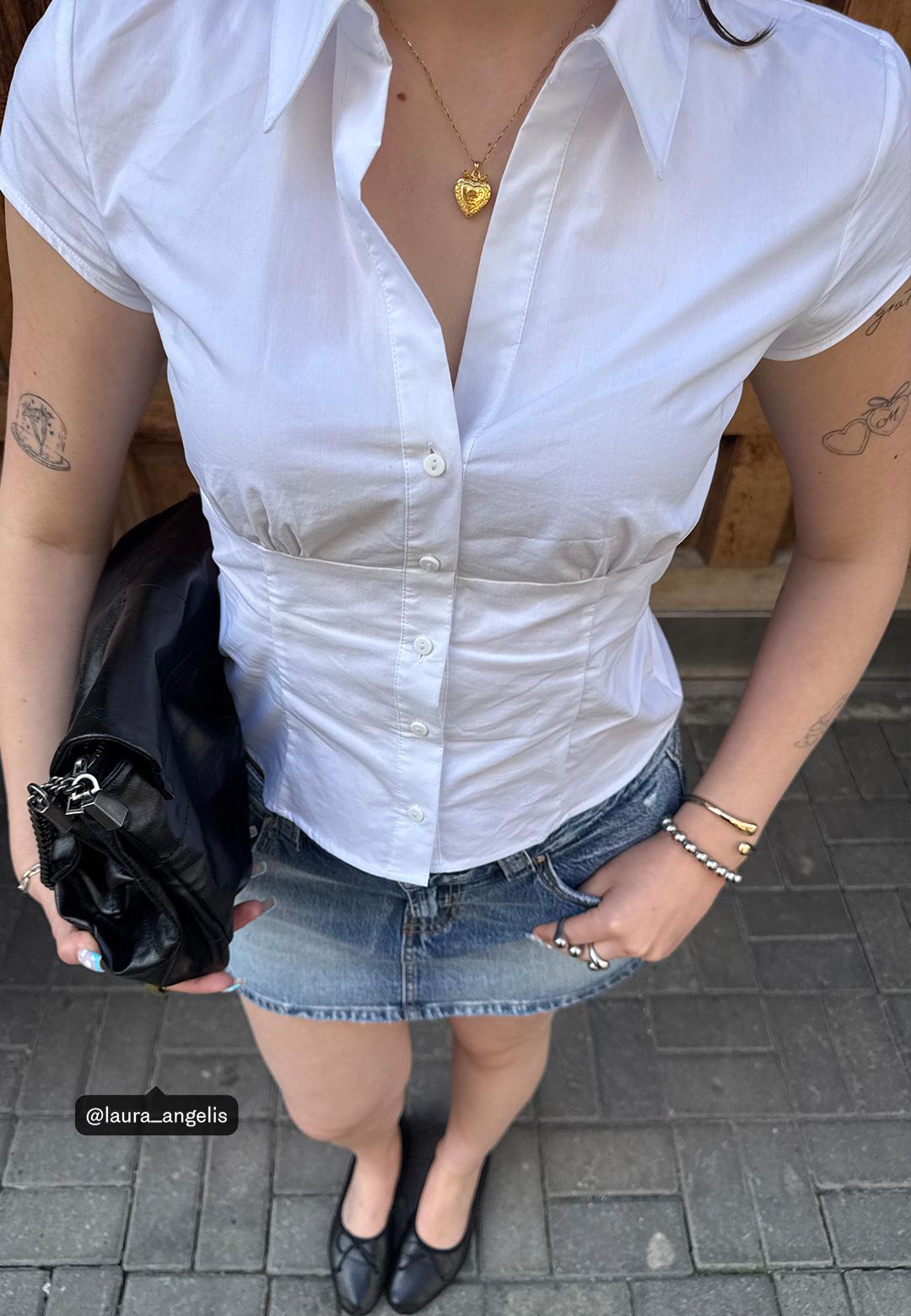 D62 denim skort — OVERDYED BLUE DENIM