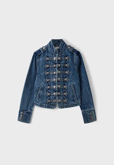 100% cotton denim jacket with buttons — OVERDYED BLUE DENIM 7