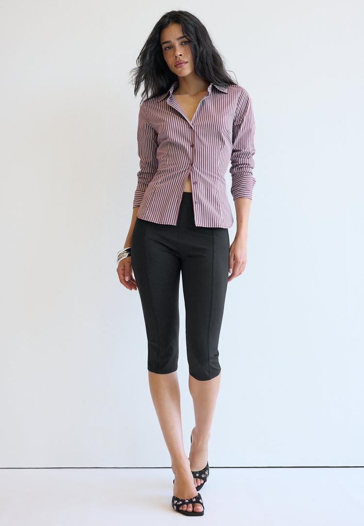 basic fitted cizgili gomlek