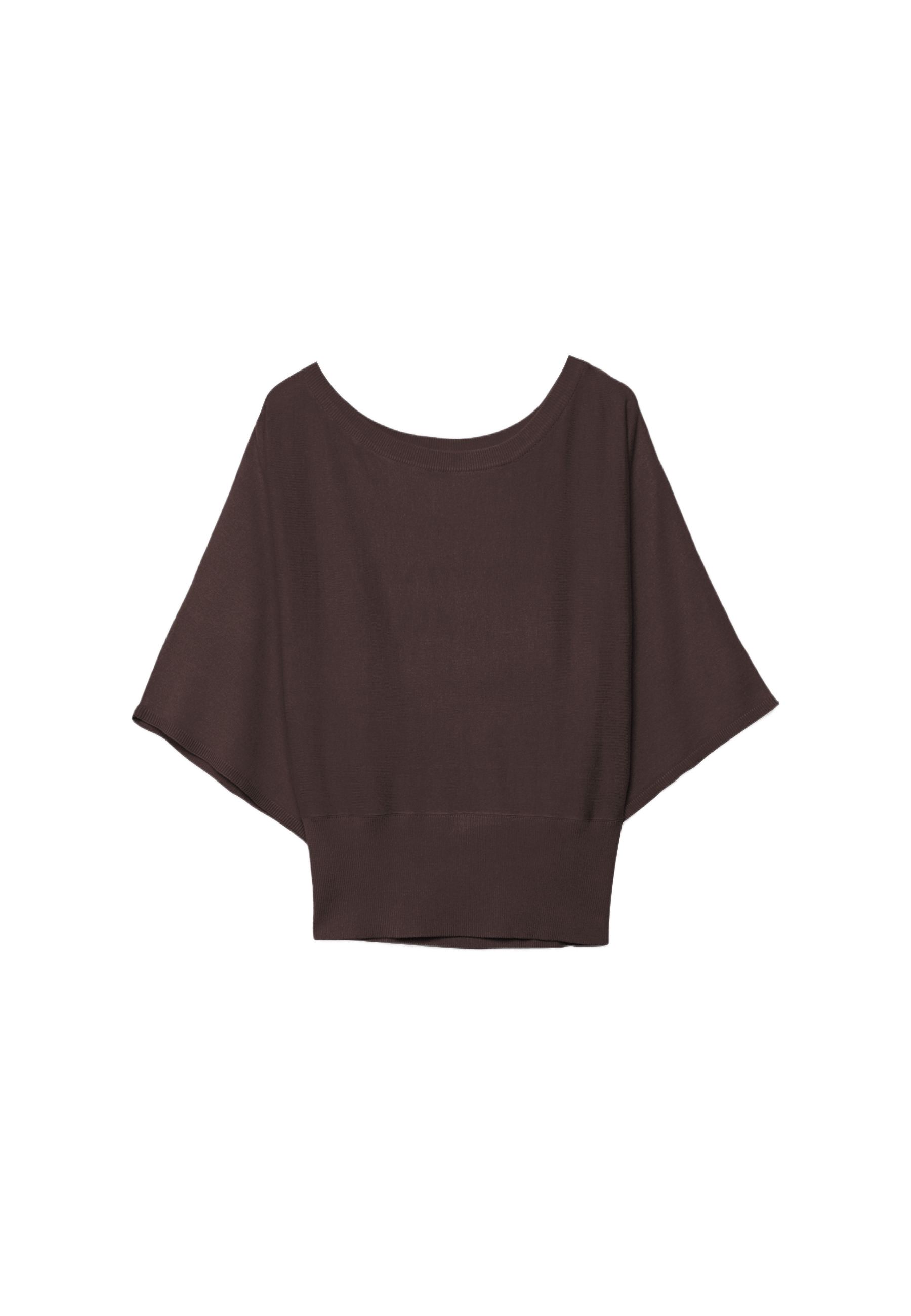Wide sleeve knit sweater — Brown