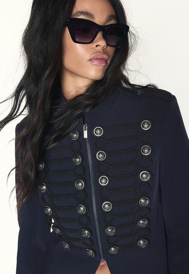 Metal button blazer — Navy blue 4