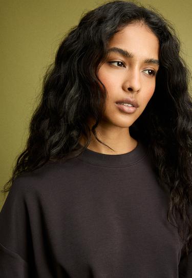 Asymmetric short sleeve T-shirt — Brown 4