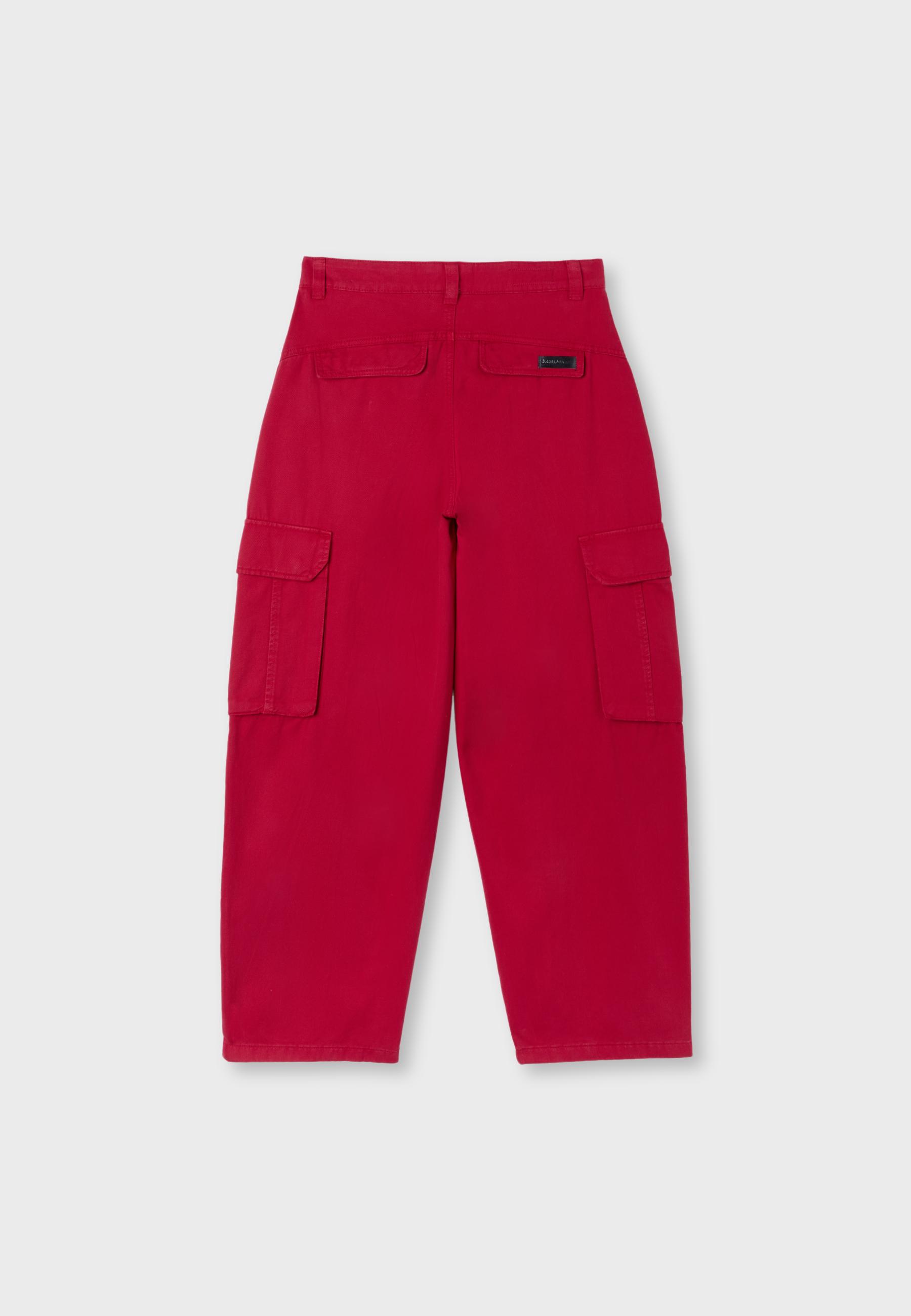Barrel cargo trousers — Red