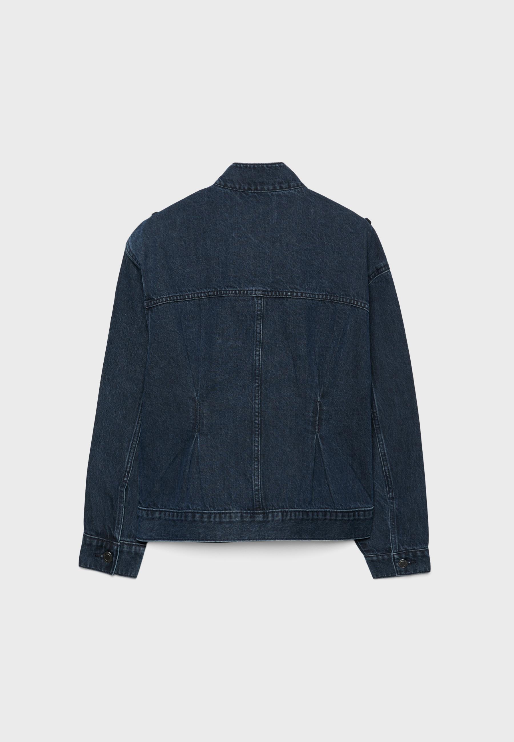 Cross-over denim jacket — BLACK DENIM WASHED EFFECT