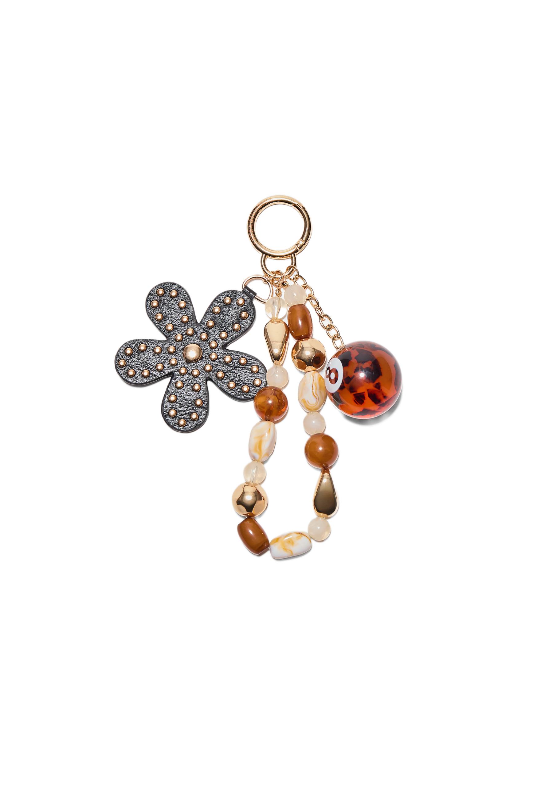 Flower and 8 ball charm — Brown