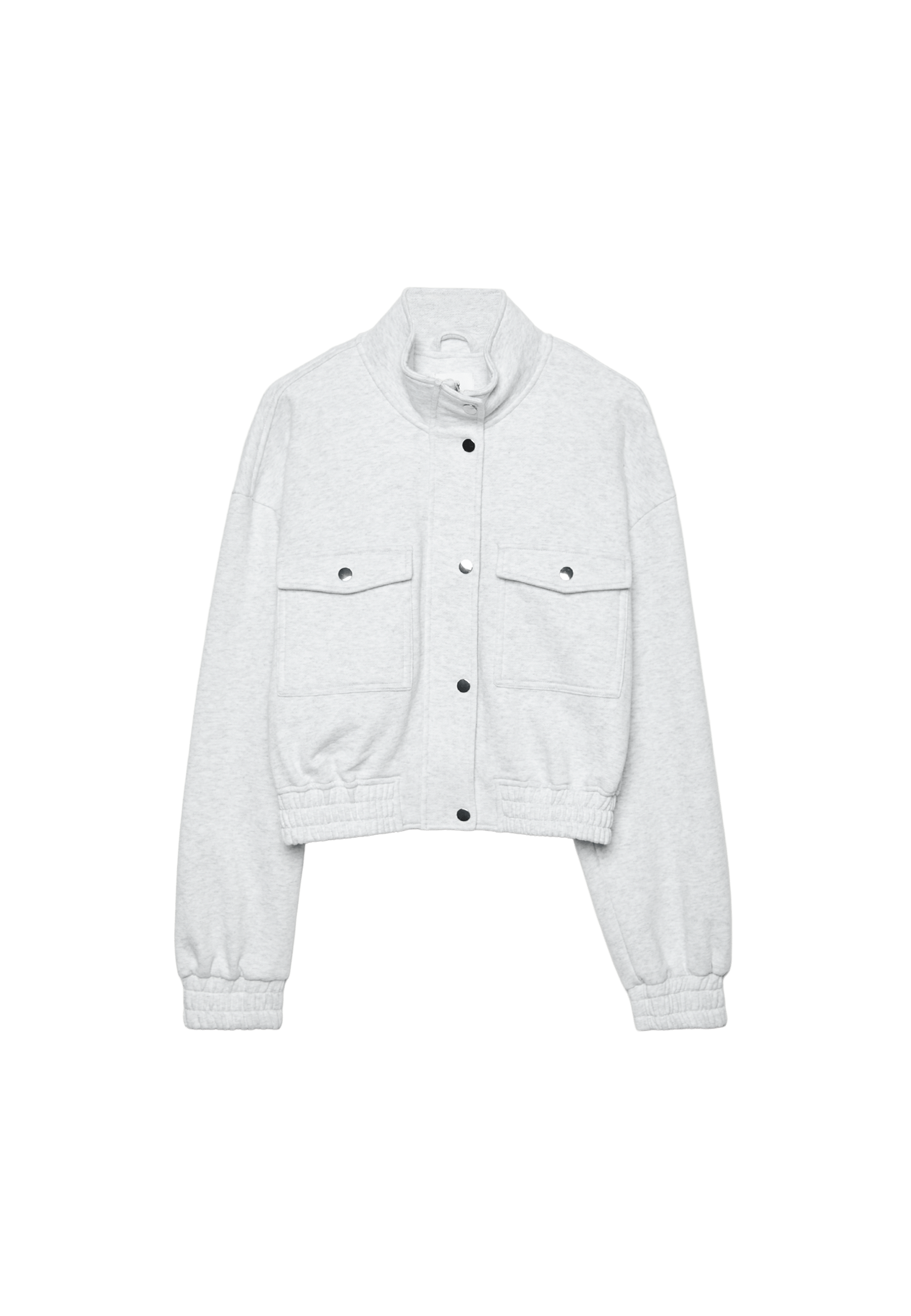 High neck sweatshirt jacket — Grey melange