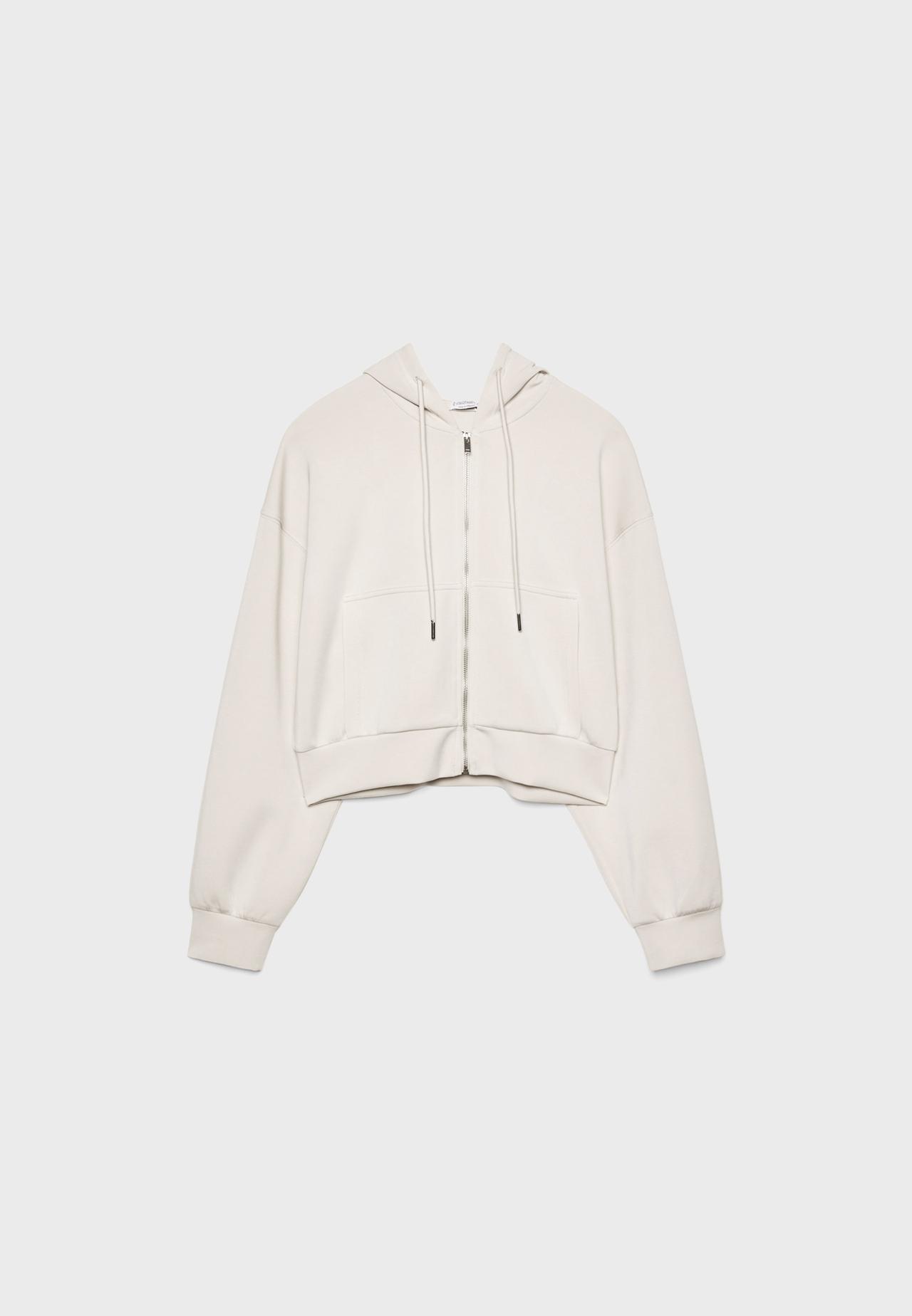 Soft-touch zip-up sweatshirt — Stone