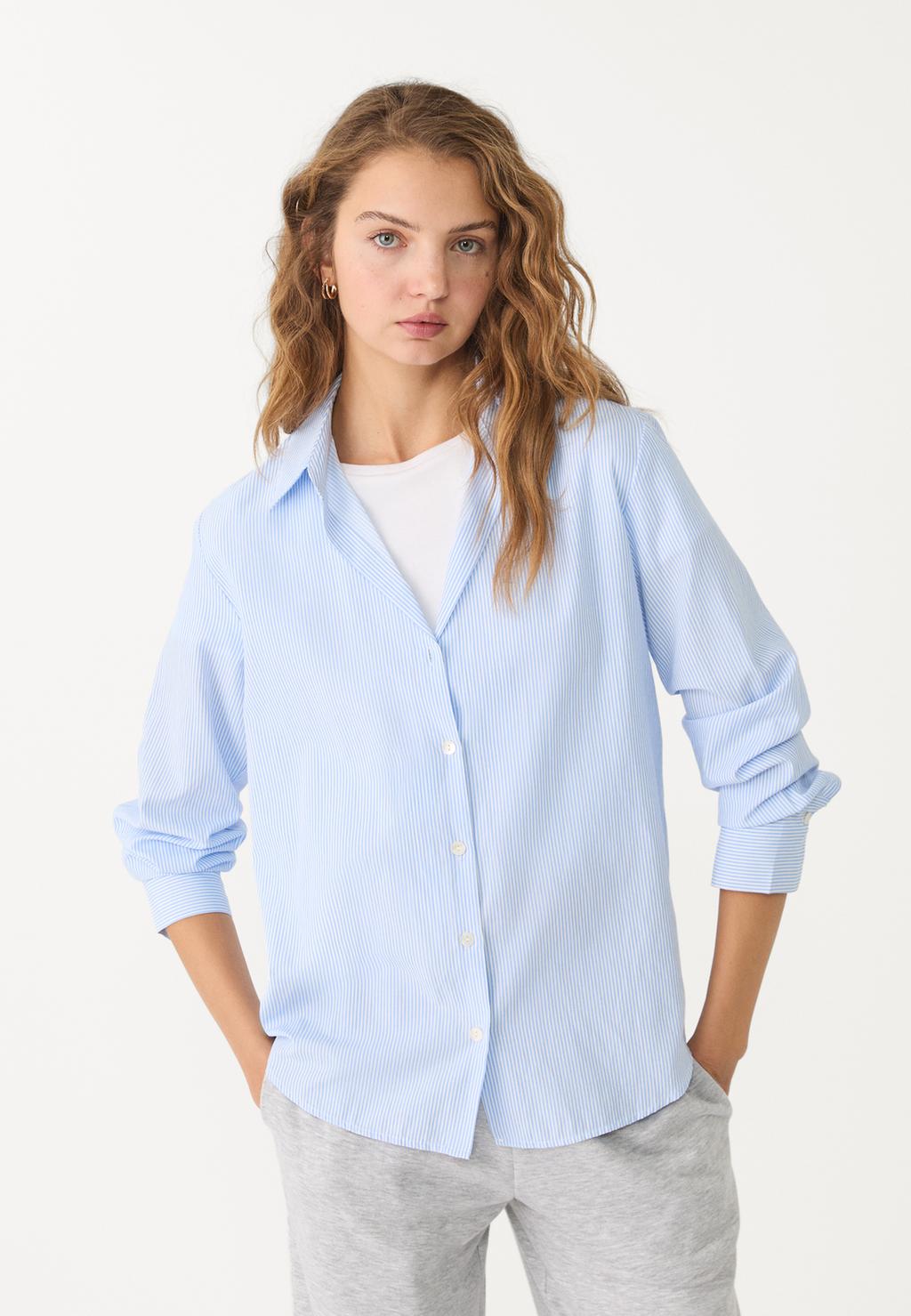 Striped poplin shirt