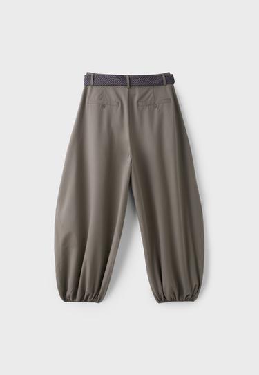 Voluminous sarouel trousers with tie detail — Brown 8