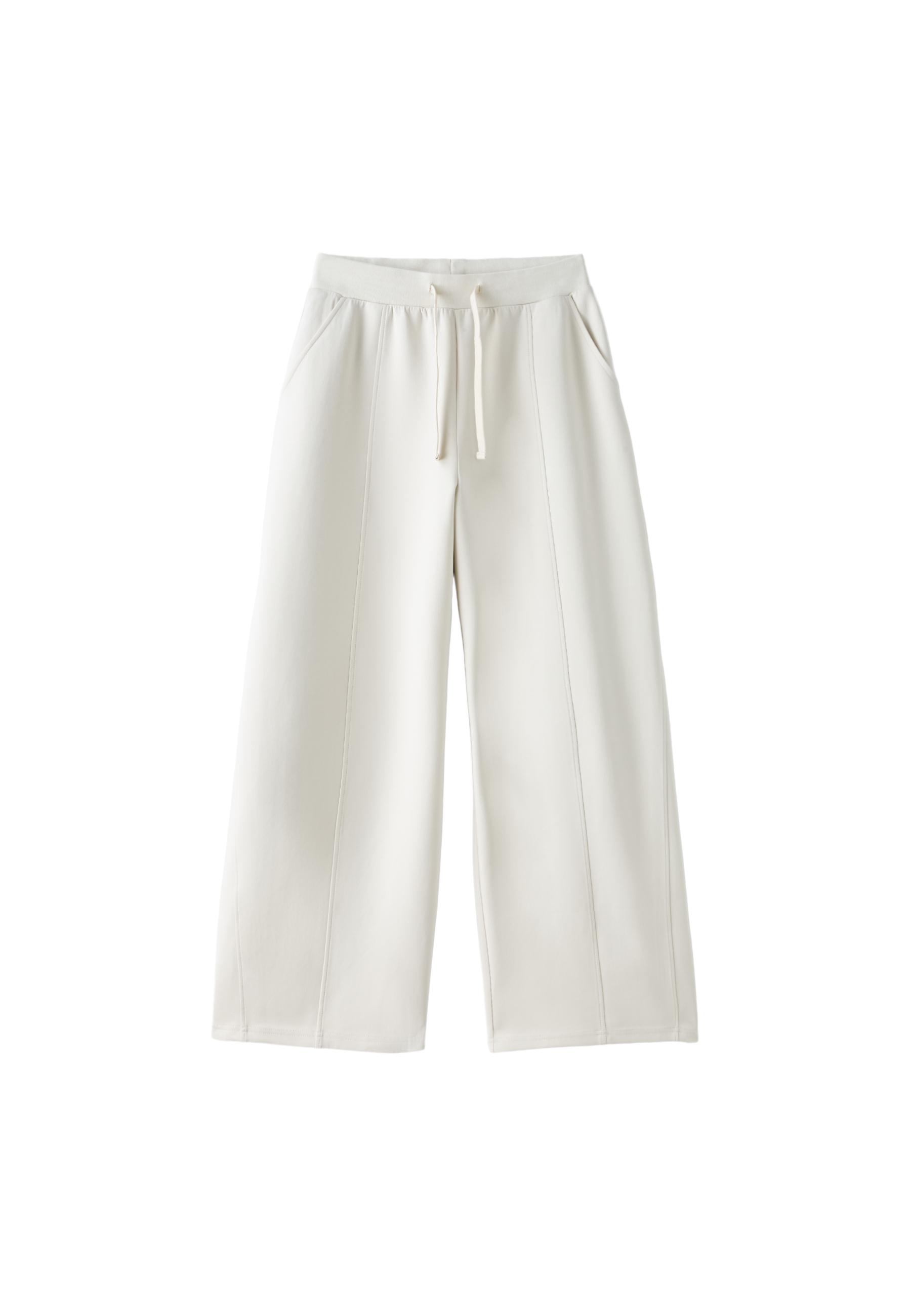 Wide-leg barrel jogger trousers — Vanilla