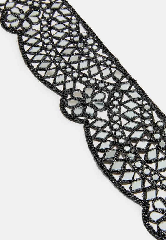 Stradivarius Curea Cu Oglinzi În Valuri Negru Os
