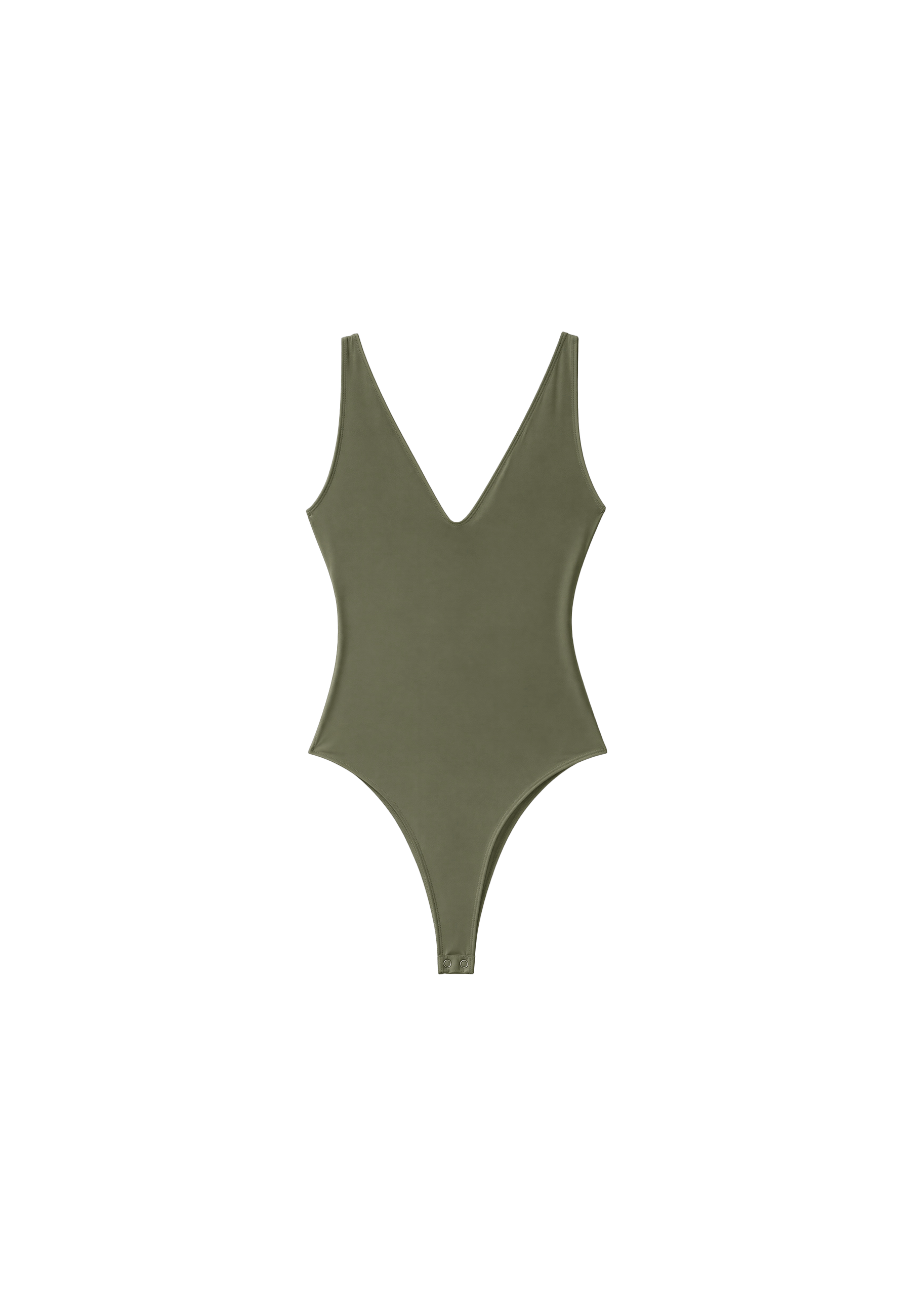 V-neck bodysuit — Khaki (alternate view)