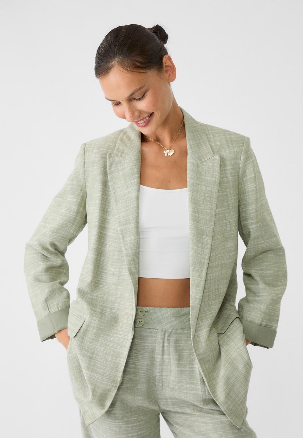 Open linen blend blazer