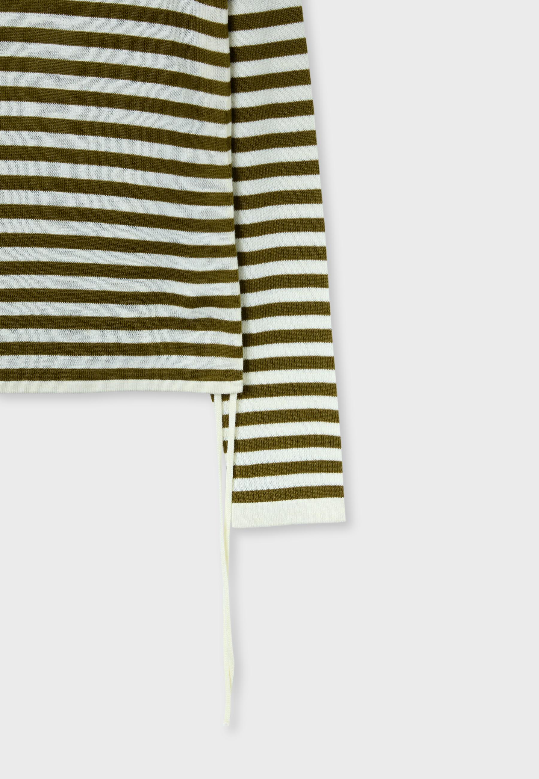 Striped jumper with side ruching — Khaki