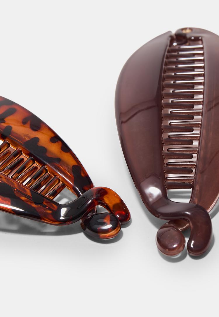 Stradivarius Σετ 2 Κλιπ Μπανάνα Καφέ Os φωτογραφία