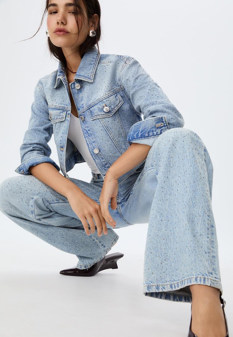 cazadora denim brillos