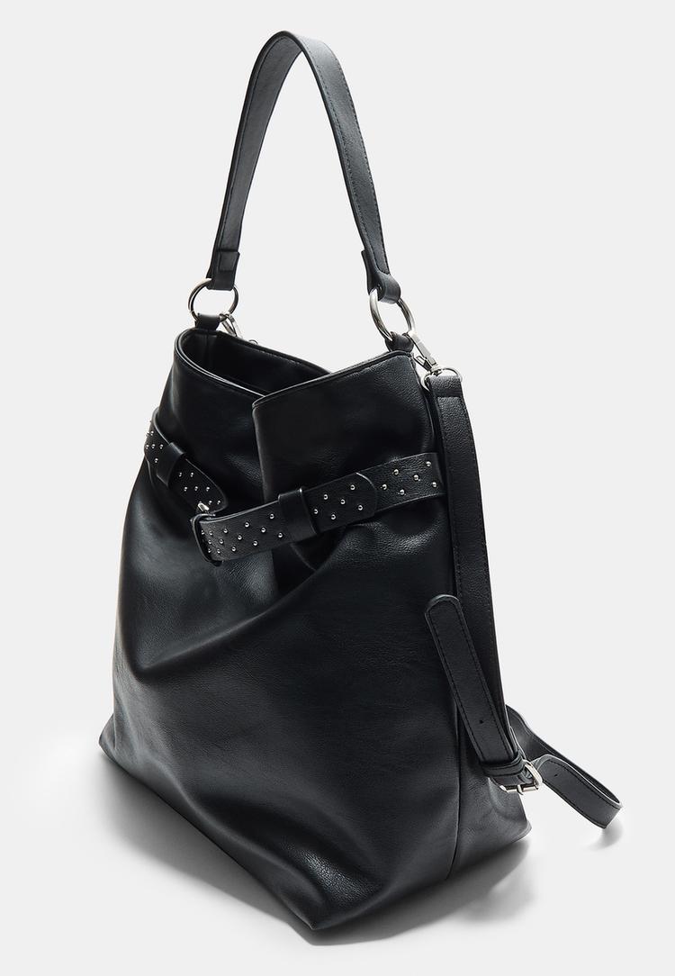 Stradivarius Τσάντα Με Λεπτομέρεια Ζώνης Και Τρουκς Μαύρο Os φωτογραφία