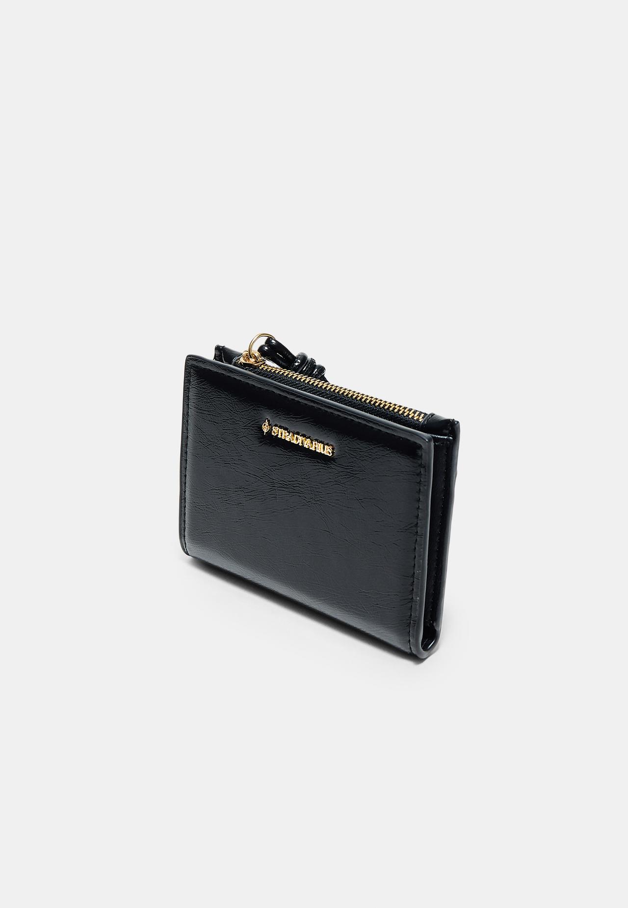 Purse with zip pull detail — Black