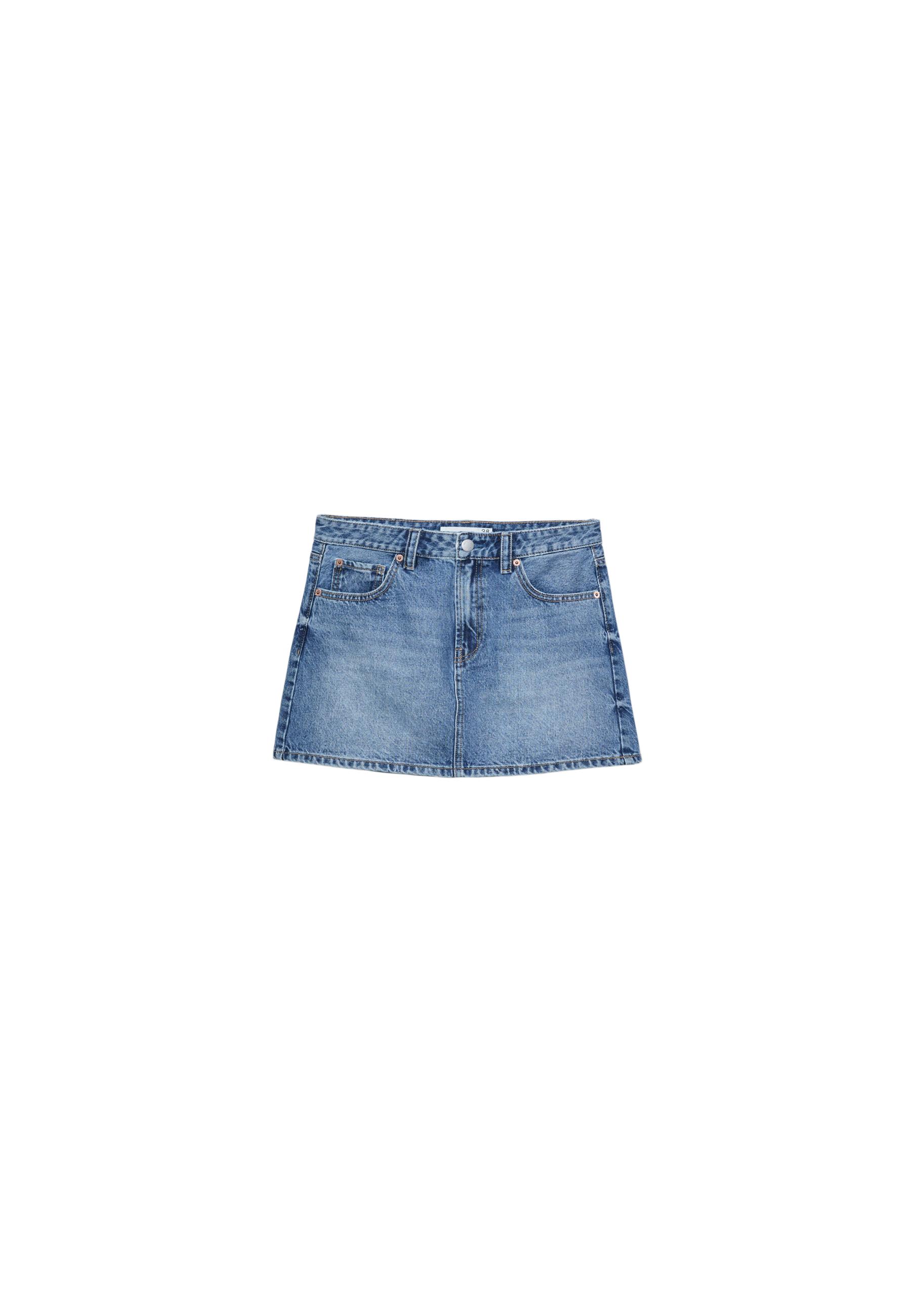 D60 denim mini skirt — MEDIUM LIGHT BLUE DENIM