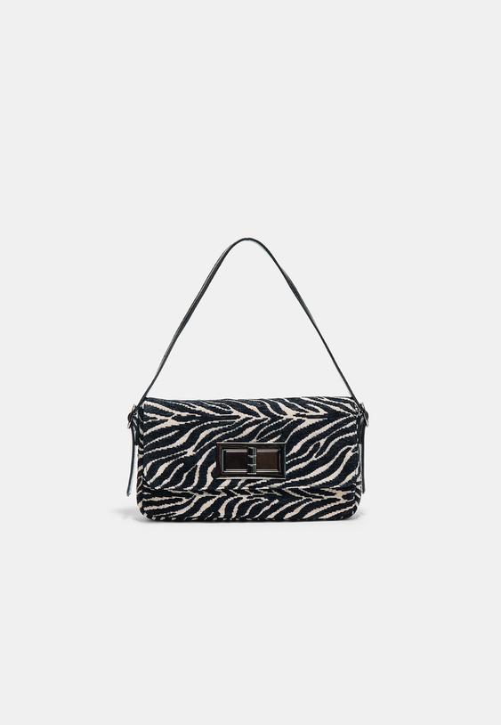 Stradivarius Shoulder Bag With Metal Clasp Ecru Os