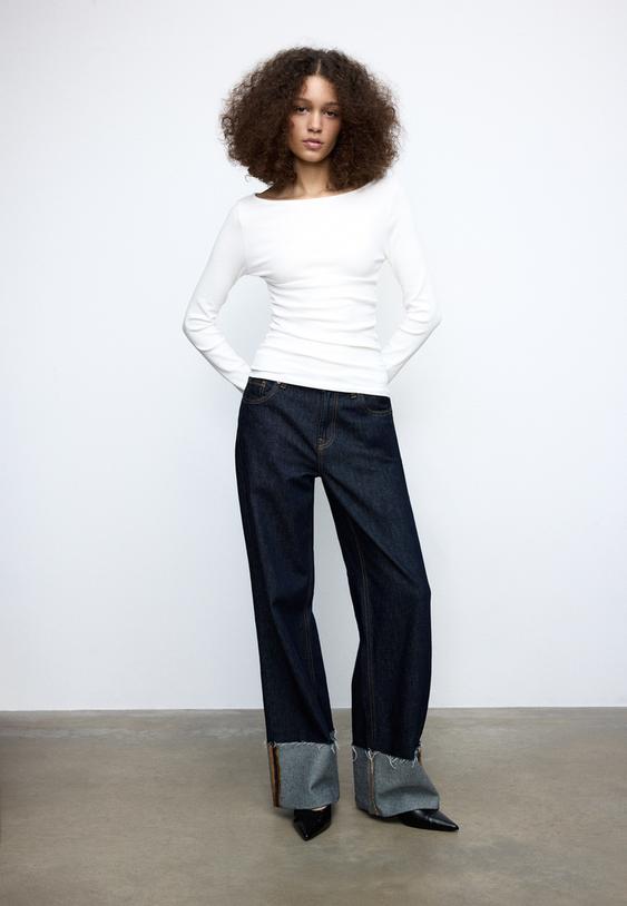 camiseta manga larga frunce