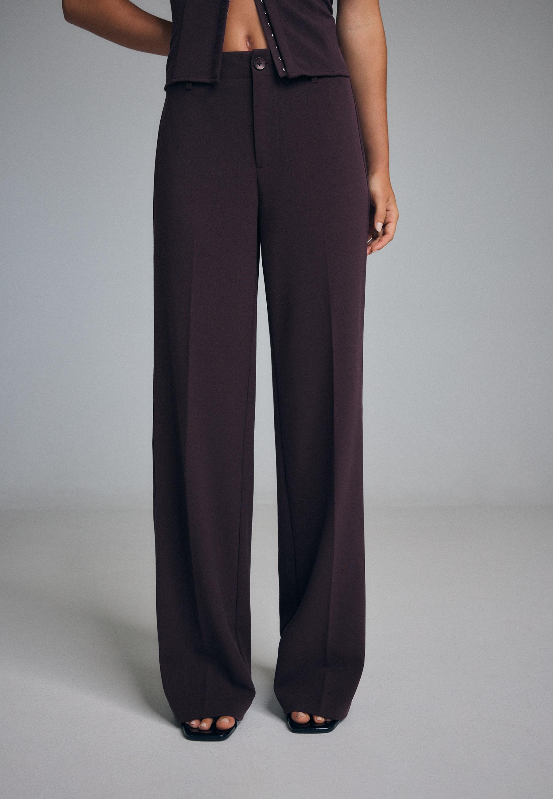 Slim Fit Straight Trousers — Dark purple