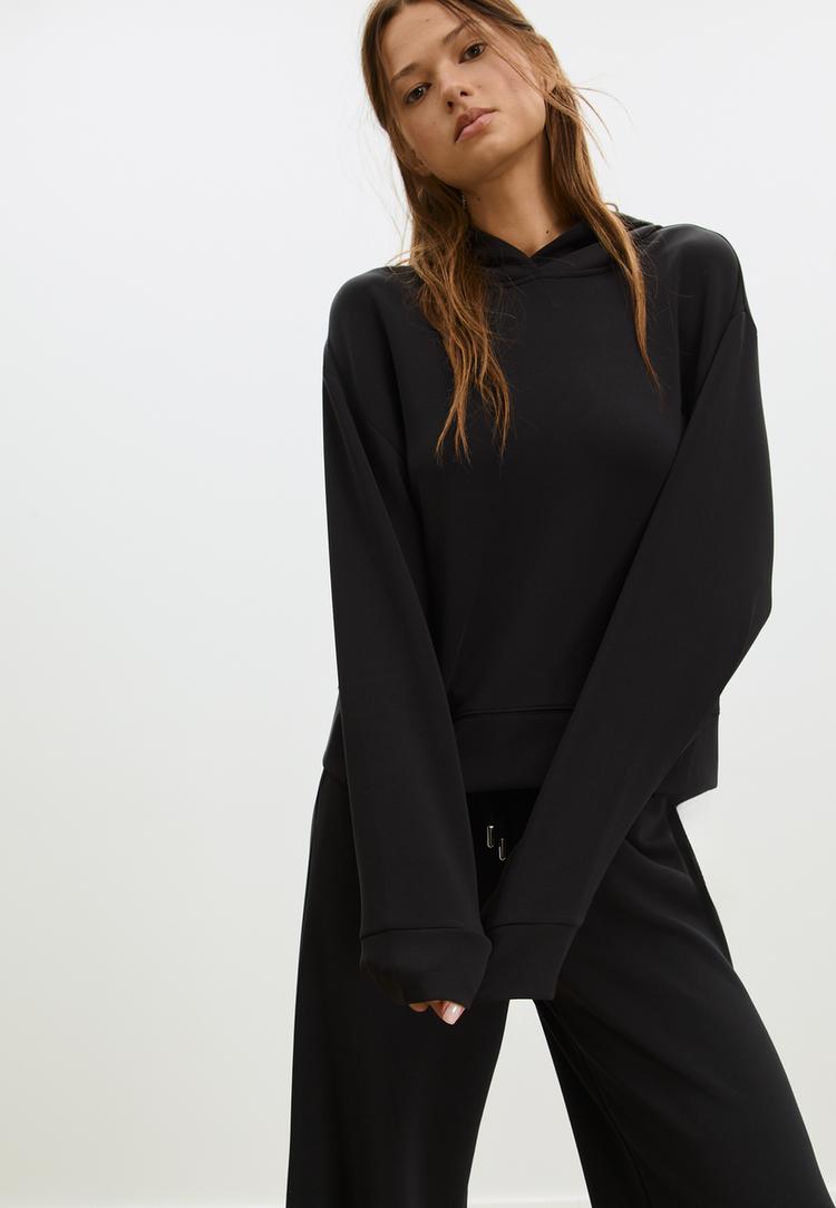 sudadera capucha tacto suave botones