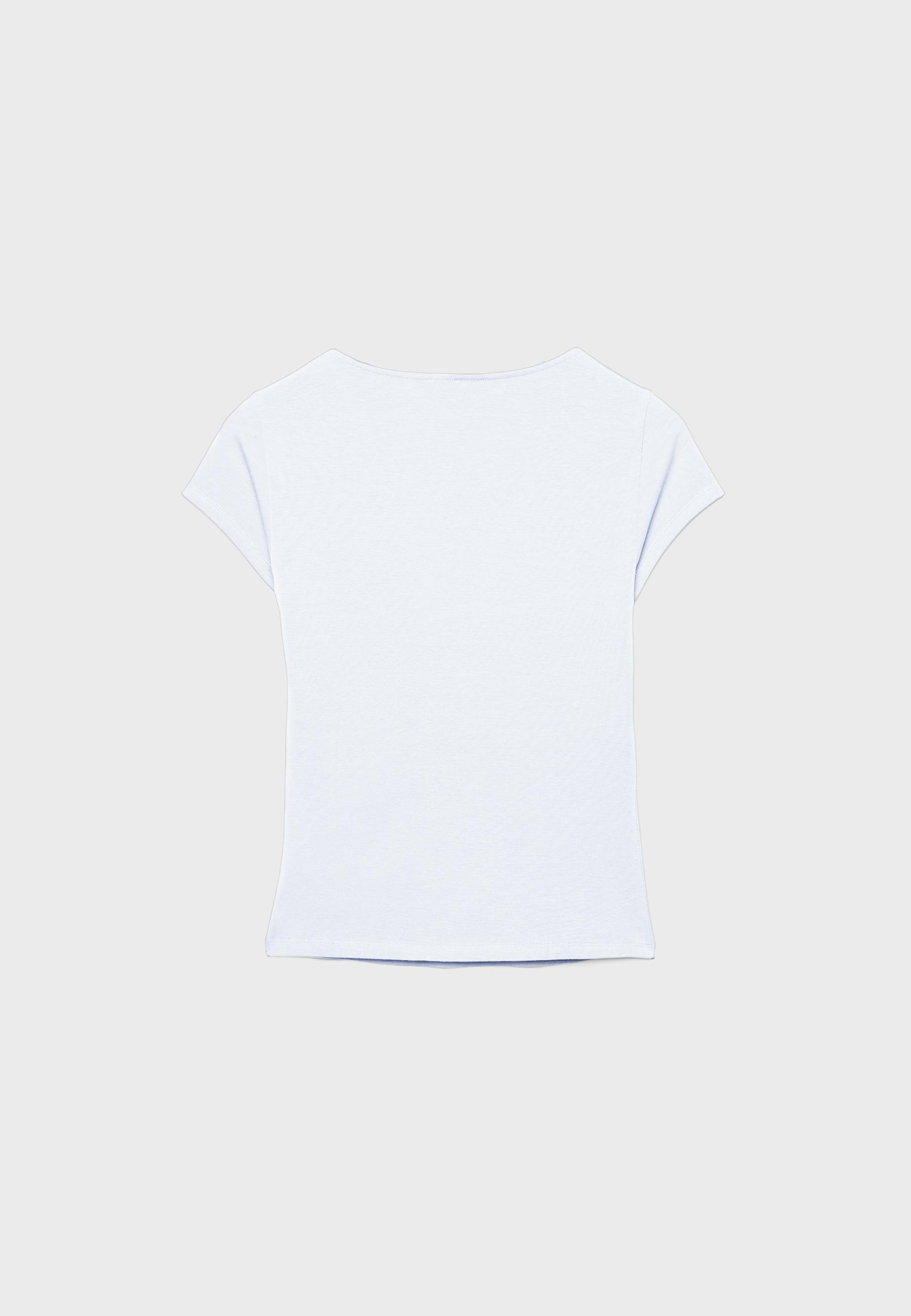 V-neck short sleeve T-shirt — White