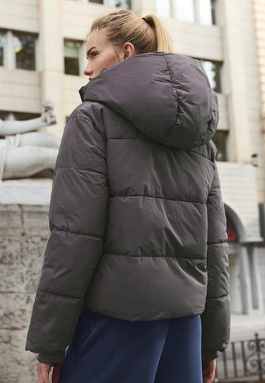 Basic hooded padded jacket — Dark grey 5