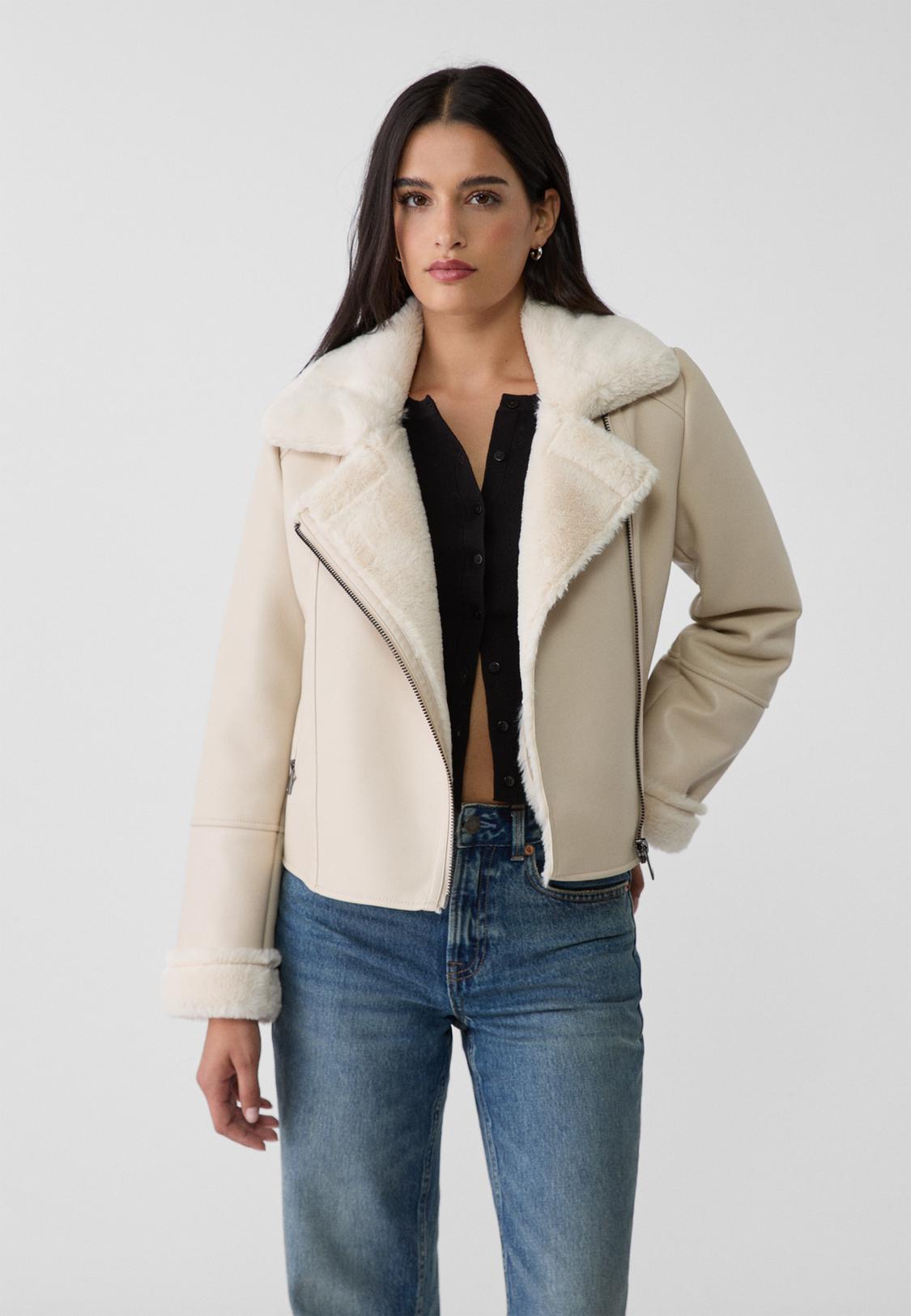 Pelo Stradivarius Cazadora Doble Faz Mujer Stradivarius Shearling